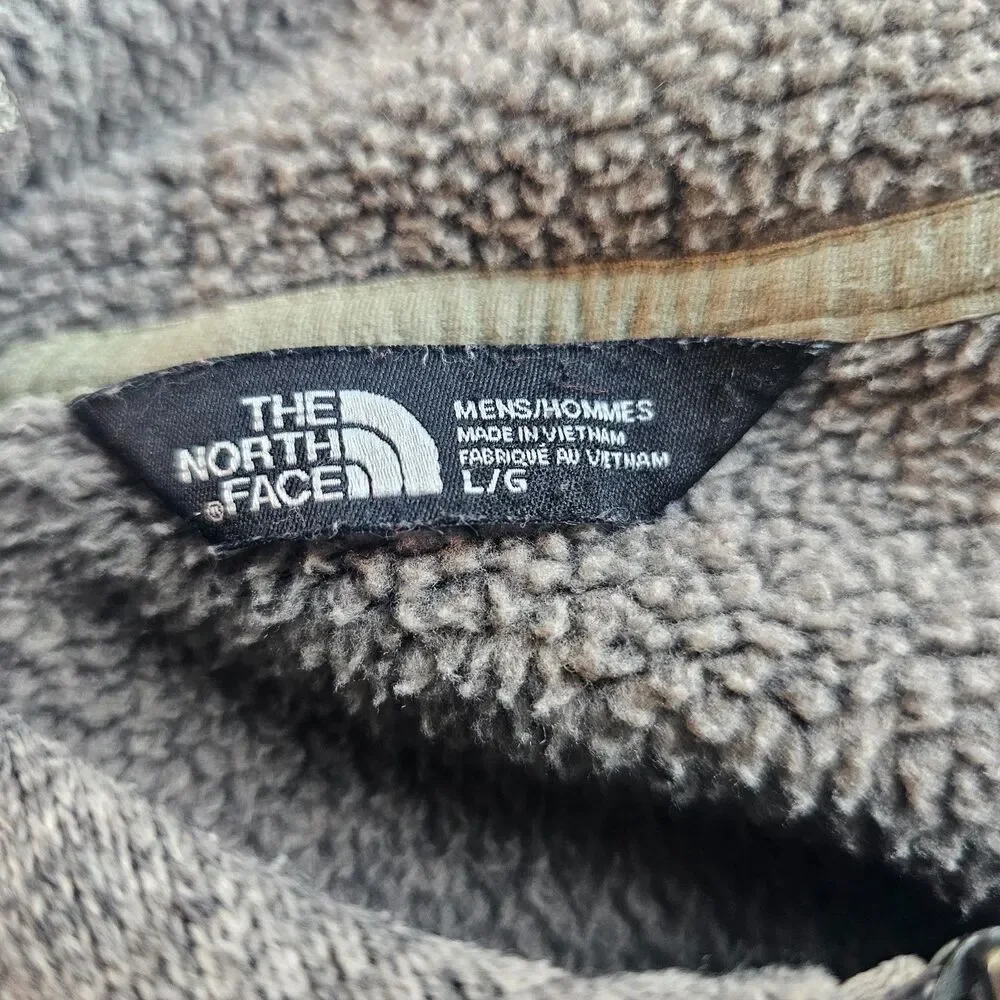 The North Face Hoodie Mens Large Beige Full Zip Jacket Gordon Lyons Fleece Heavy